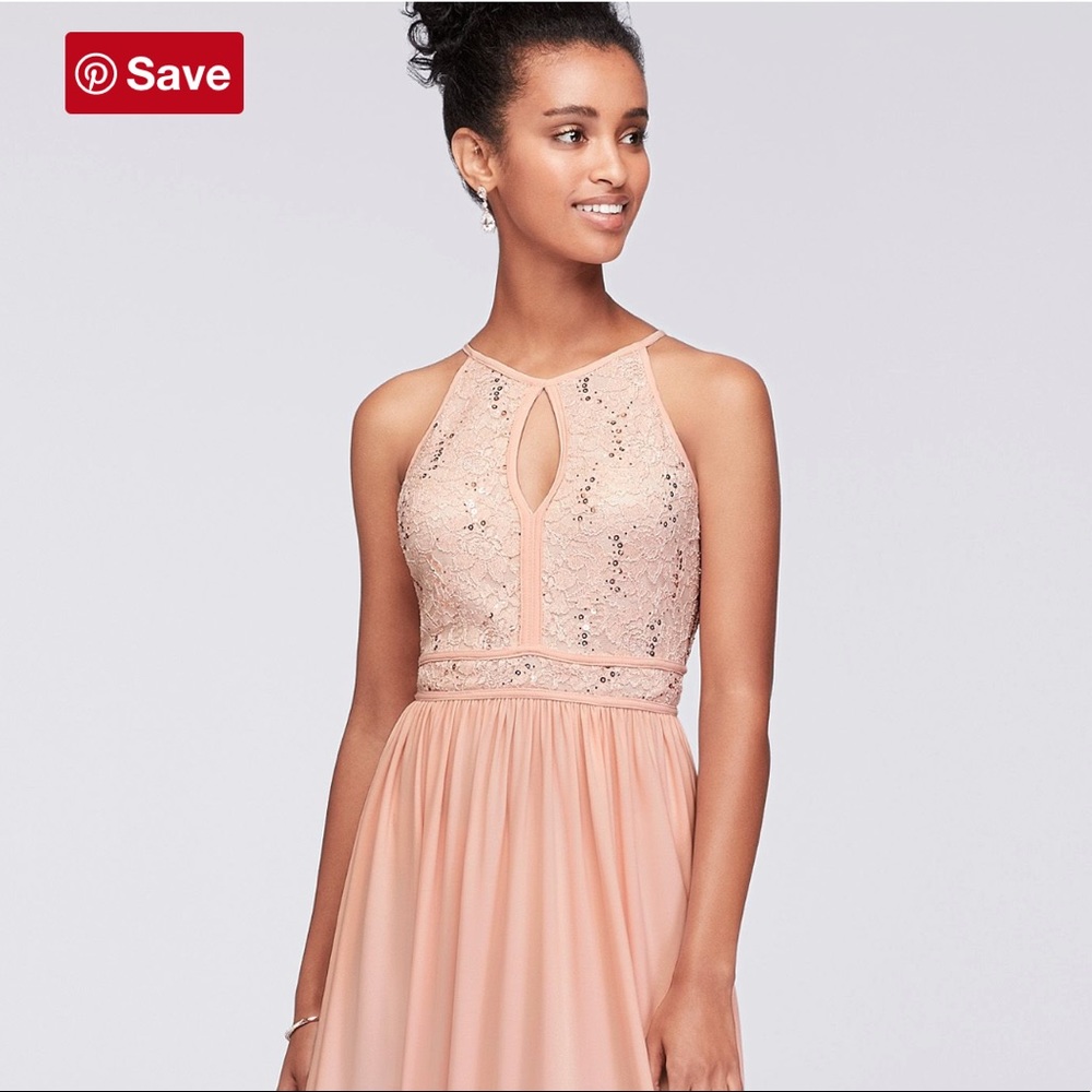 Cute, long, pink, sequined dress. Only worn once!!